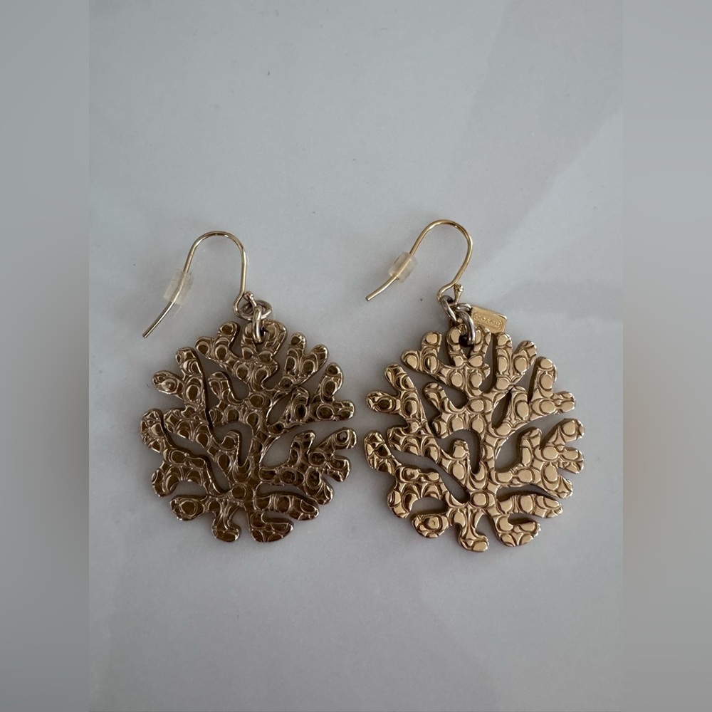 Coach 💯 Gold plated Leaf Earrings